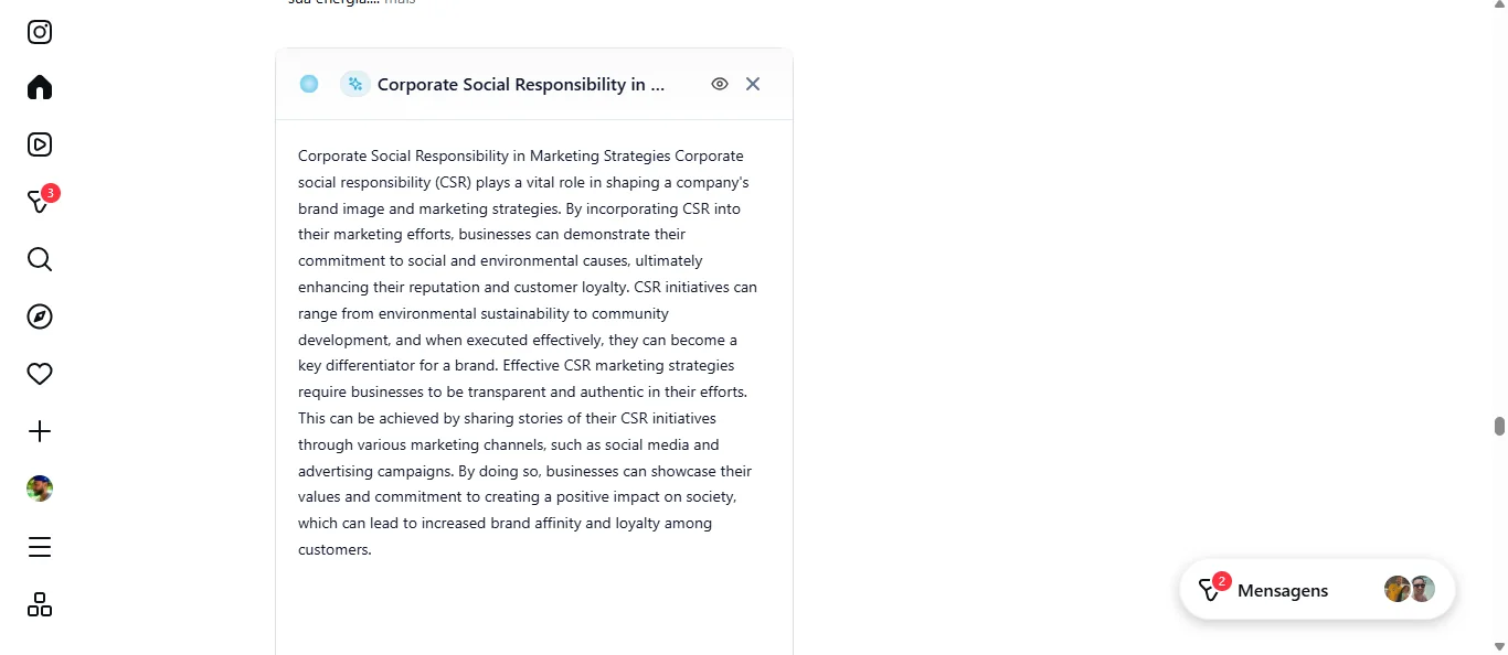 Instagram with AI-generated learning content