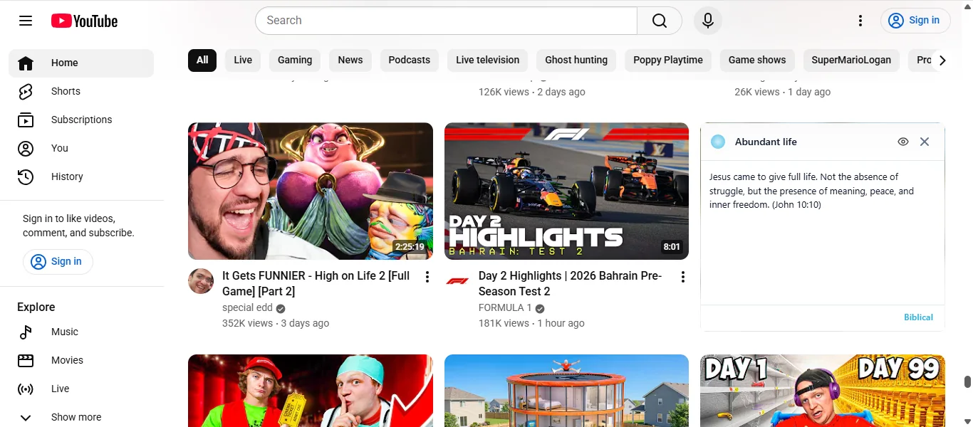 YouTube with positive content