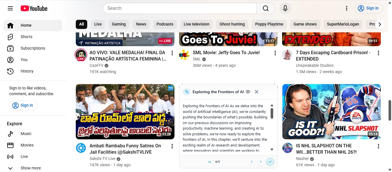 YouTube with AI-generated learning content